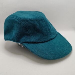Vintage GAP Teal Blue Green Wool Cap Newsboy Cabbie Hat Fitted Back Small Medium
